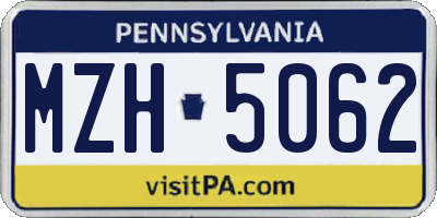 PA license plate MZH5062