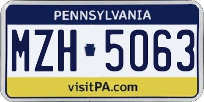 PA license plate MZH5063