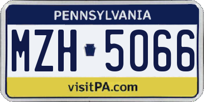 PA license plate MZH5066