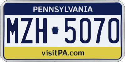 PA license plate MZH5070