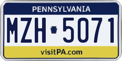 PA license plate MZH5071