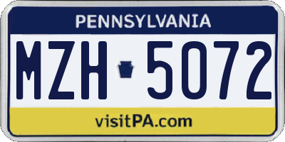 PA license plate MZH5072
