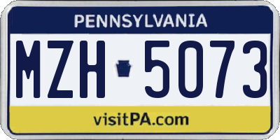 PA license plate MZH5073