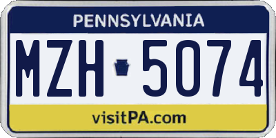 PA license plate MZH5074
