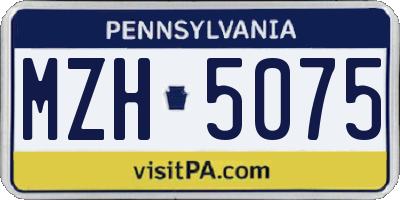 PA license plate MZH5075