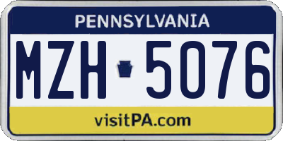 PA license plate MZH5076