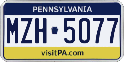 PA license plate MZH5077