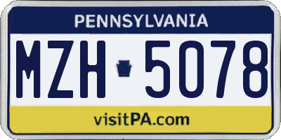 PA license plate MZH5078