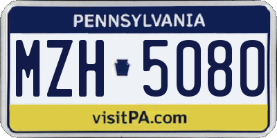 PA license plate MZH5080