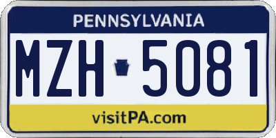 PA license plate MZH5081