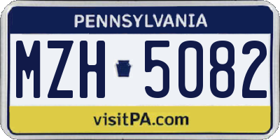 PA license plate MZH5082