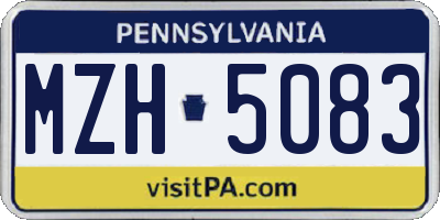 PA license plate MZH5083