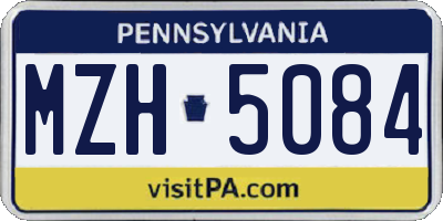 PA license plate MZH5084