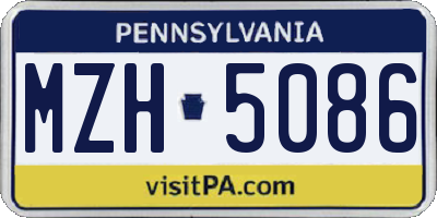 PA license plate MZH5086
