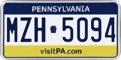 PA license plate MZH5094