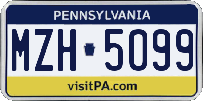 PA license plate MZH5099