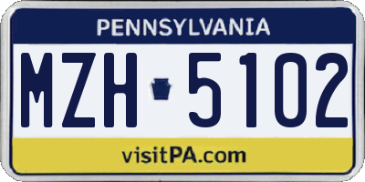 PA license plate MZH5102