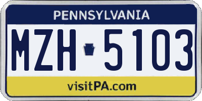 PA license plate MZH5103