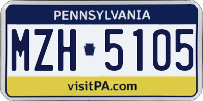 PA license plate MZH5105