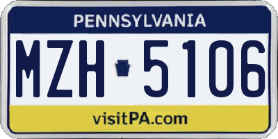 PA license plate MZH5106