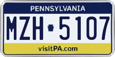 PA license plate MZH5107