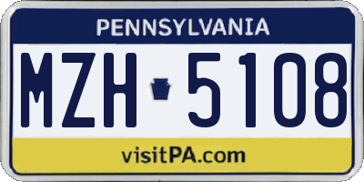 PA license plate MZH5108