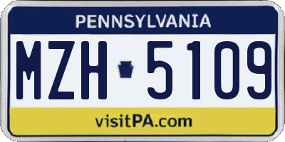 PA license plate MZH5109