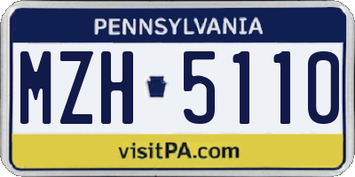PA license plate MZH5110