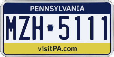 PA license plate MZH5111