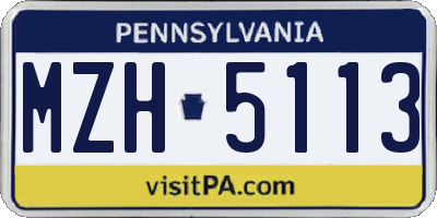 PA license plate MZH5113