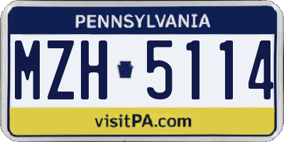 PA license plate MZH5114