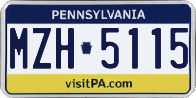 PA license plate MZH5115