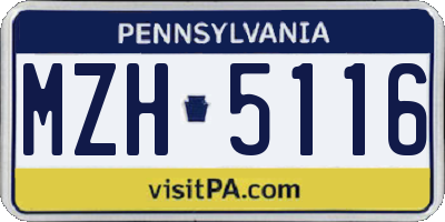 PA license plate MZH5116