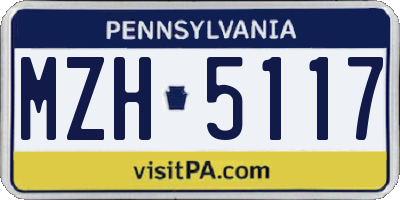 PA license plate MZH5117