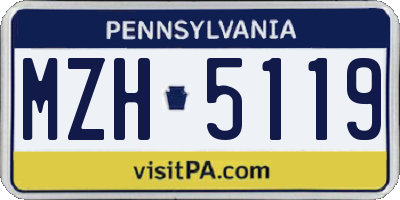 PA license plate MZH5119