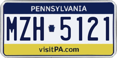 PA license plate MZH5121