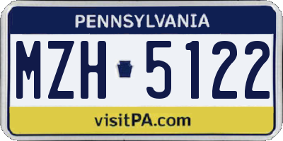 PA license plate MZH5122