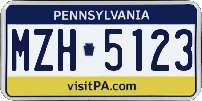 PA license plate MZH5123