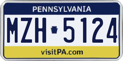 PA license plate MZH5124