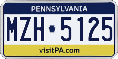 PA license plate MZH5125