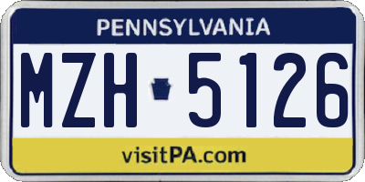 PA license plate MZH5126