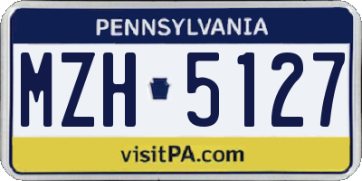 PA license plate MZH5127