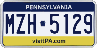 PA license plate MZH5129