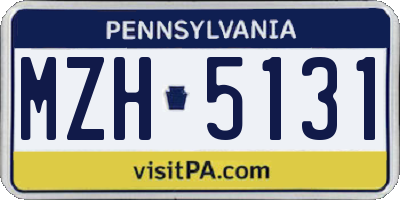 PA license plate MZH5131