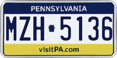 PA license plate MZH5136