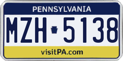 PA license plate MZH5138