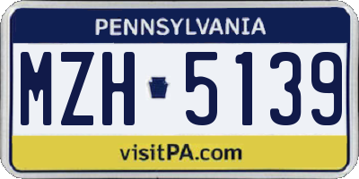 PA license plate MZH5139
