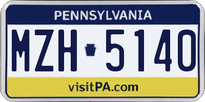 PA license plate MZH5140