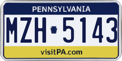PA license plate MZH5143