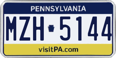PA license plate MZH5144